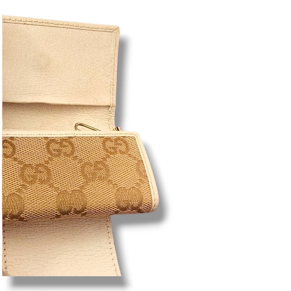 Gucci Signature GG Monogram Sherry Line Cream Red Pink Webbing 6 Key Card Holder - Picture 8 of 14